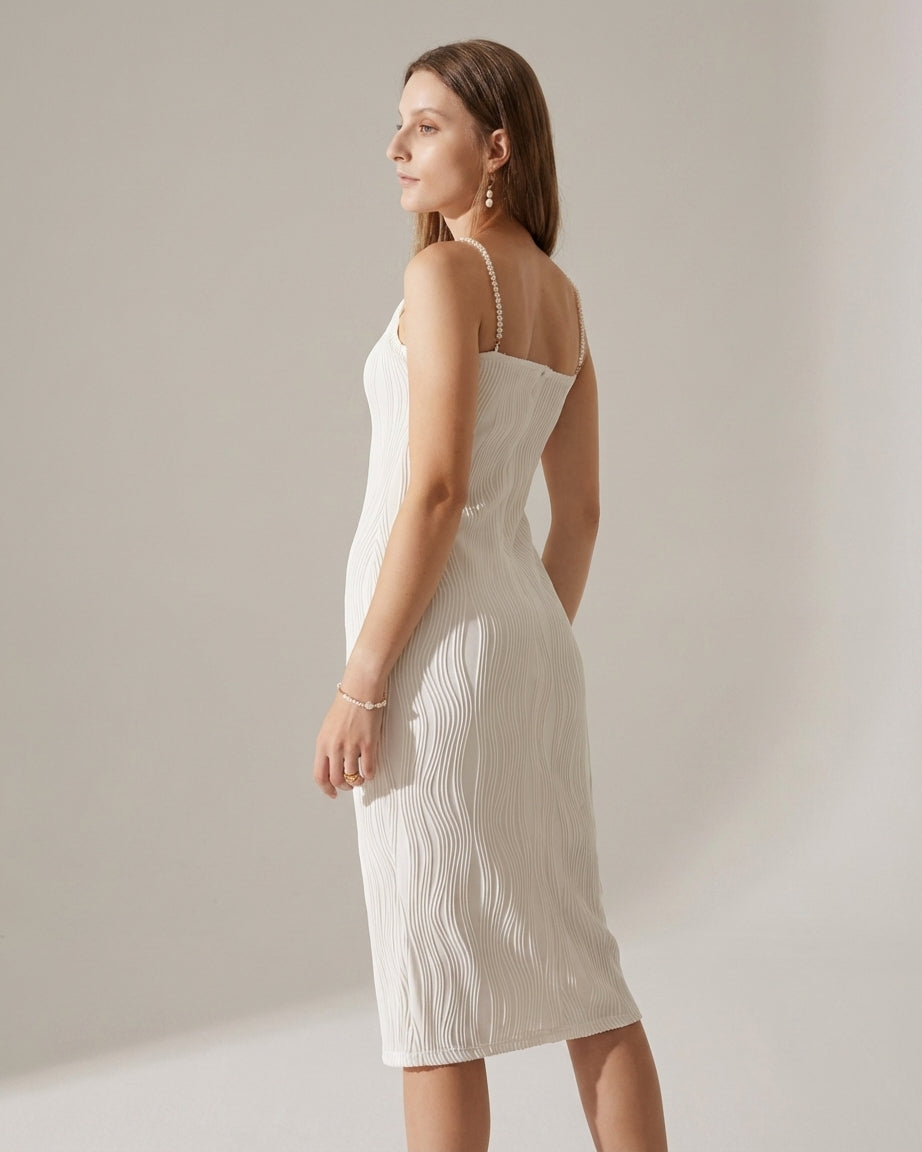 Mila Green | Water Ripple Cami Dress White