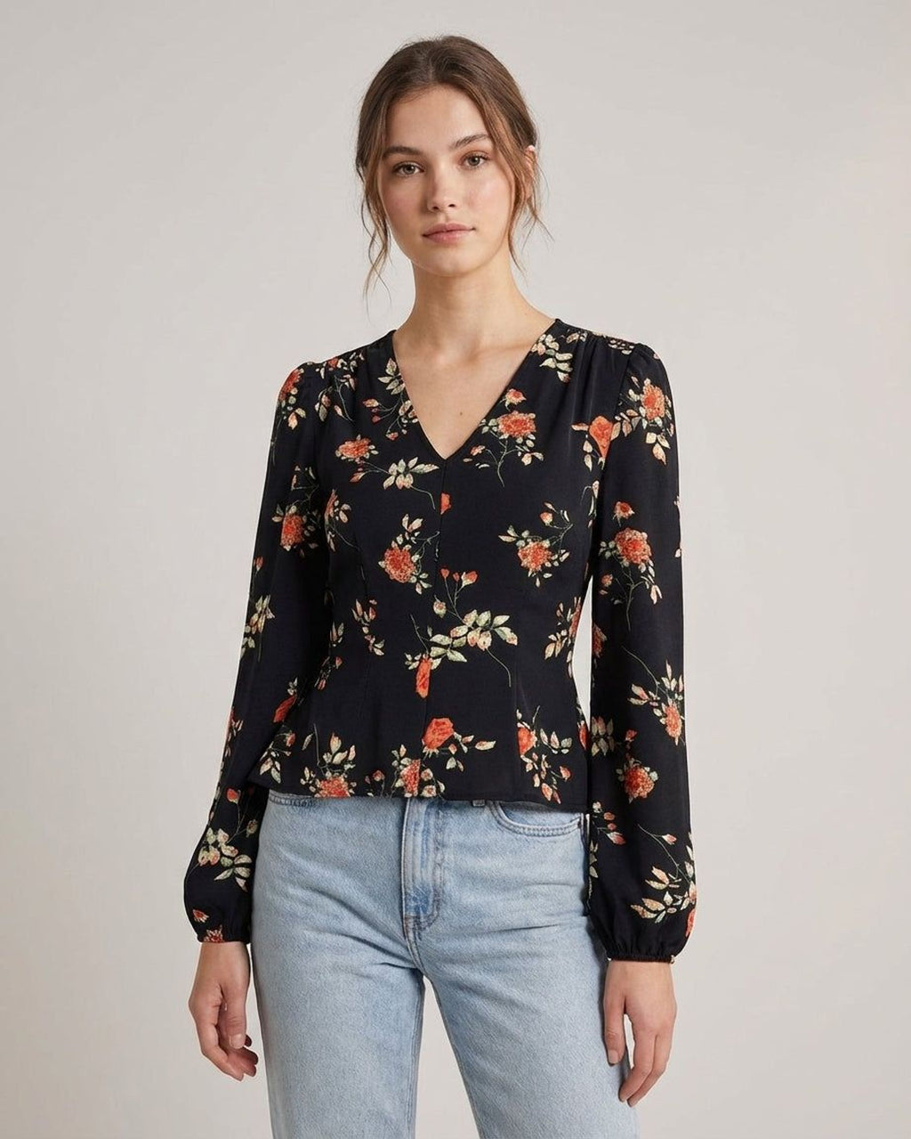 Elodie Vance | Women's Floral V Neck Blouse