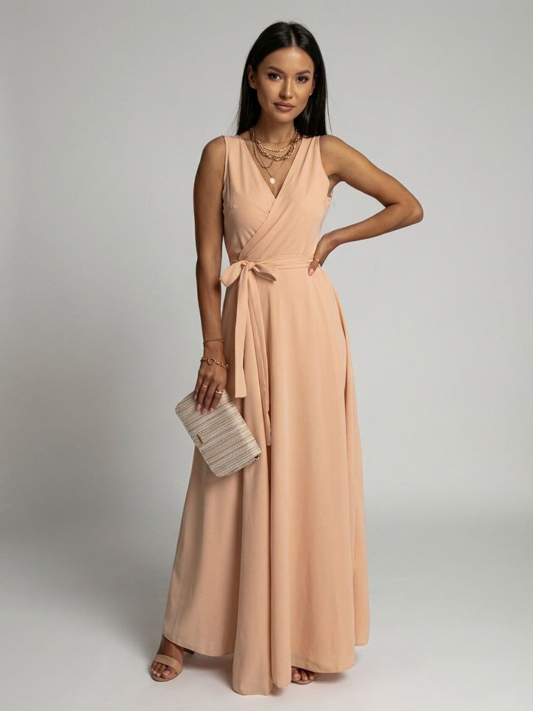Clara Vex | Women's Long V-Neck Dress