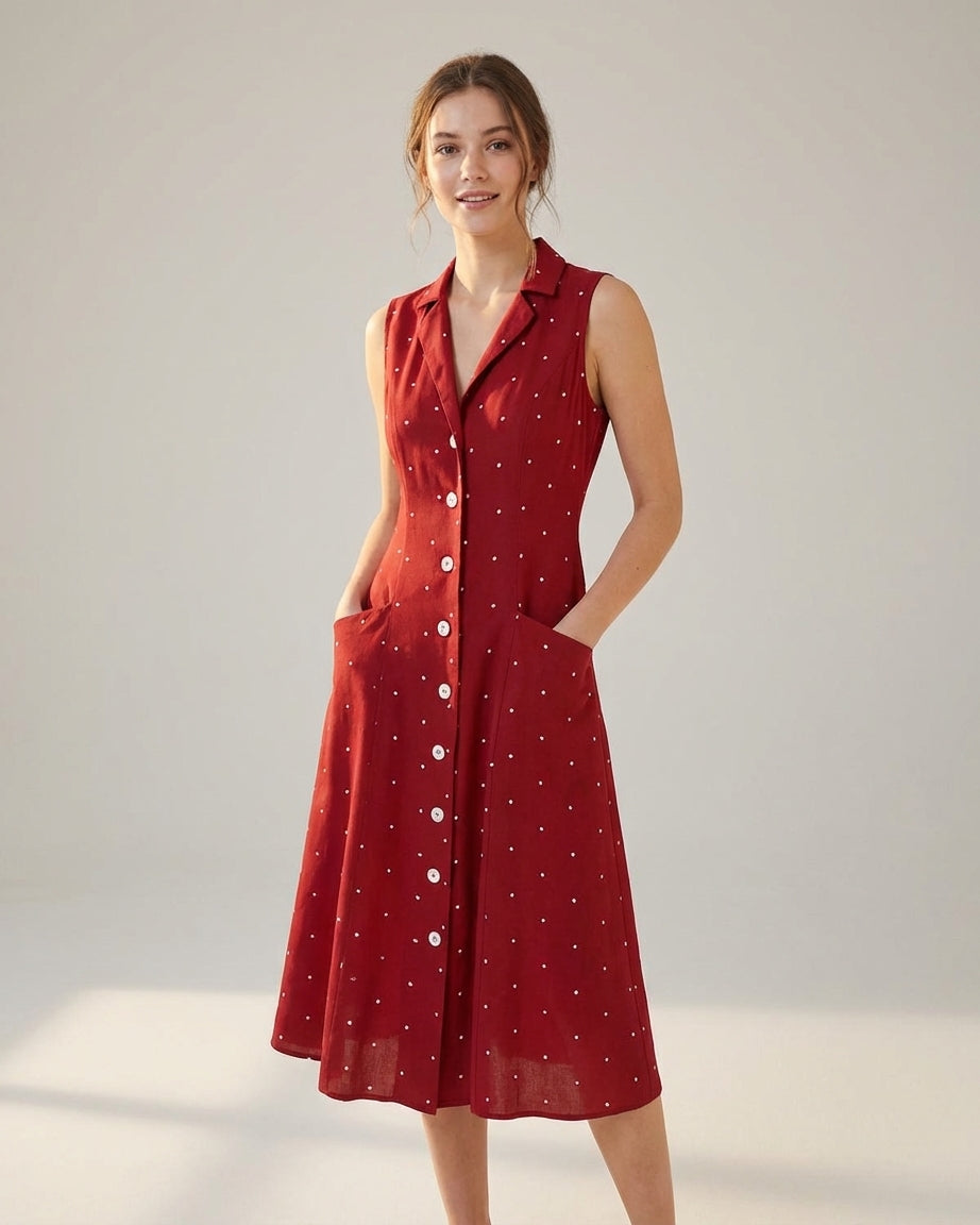 Chloe Grace | Red Polka Dot Midi Dress