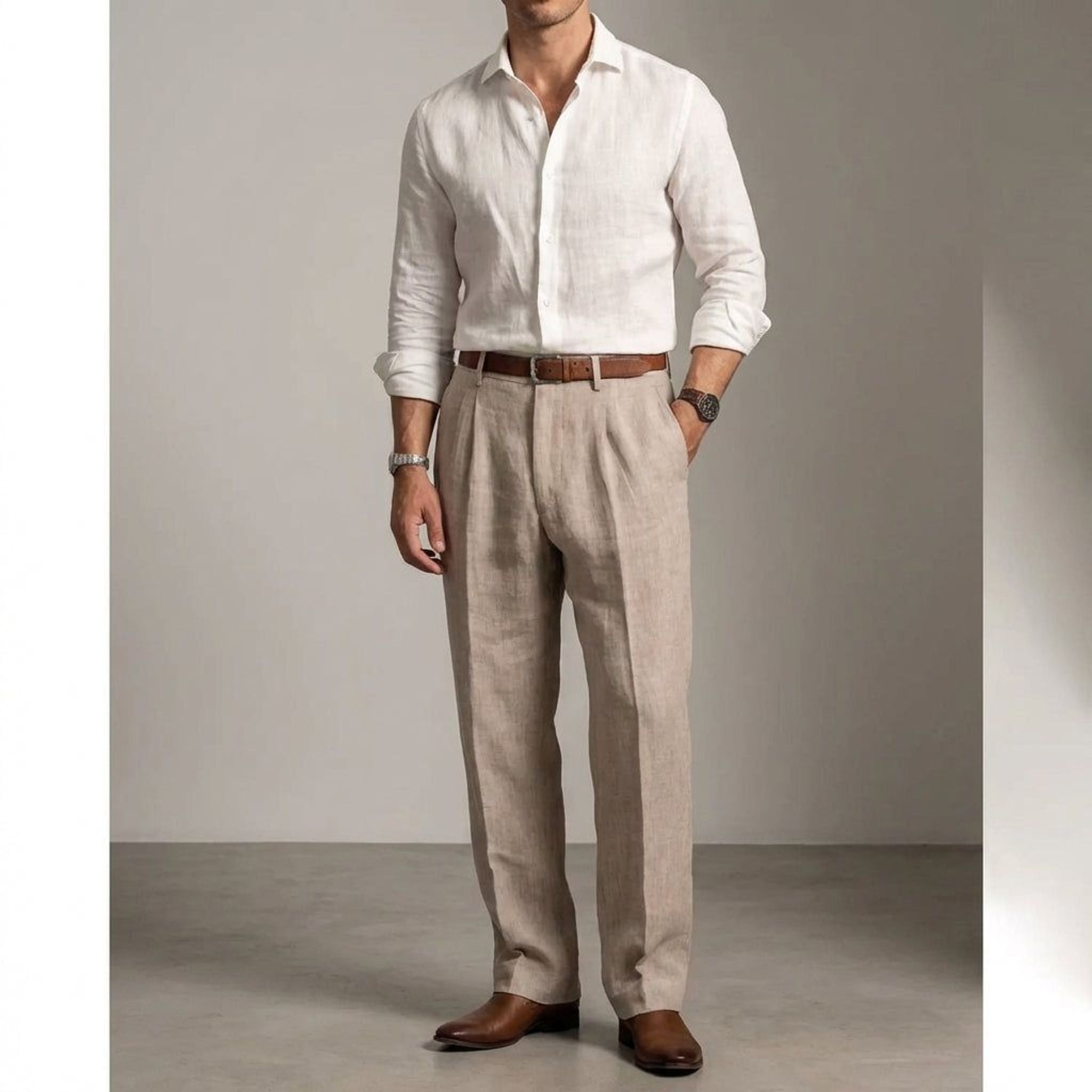 Luca Vire | Men's Relaxed Fit Linen Trousers