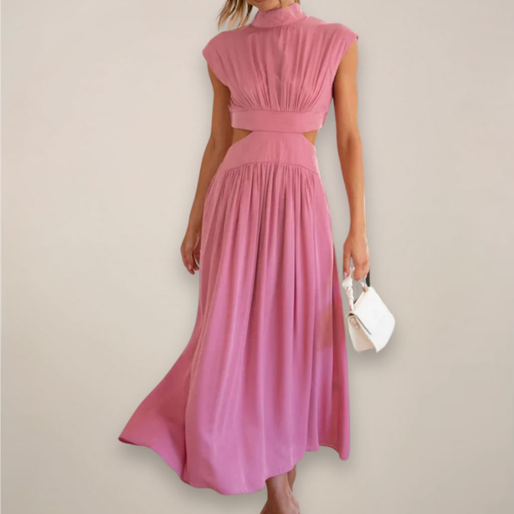 Elena Vira | Women's Elegant Maxi Dress with Cap Sleeves