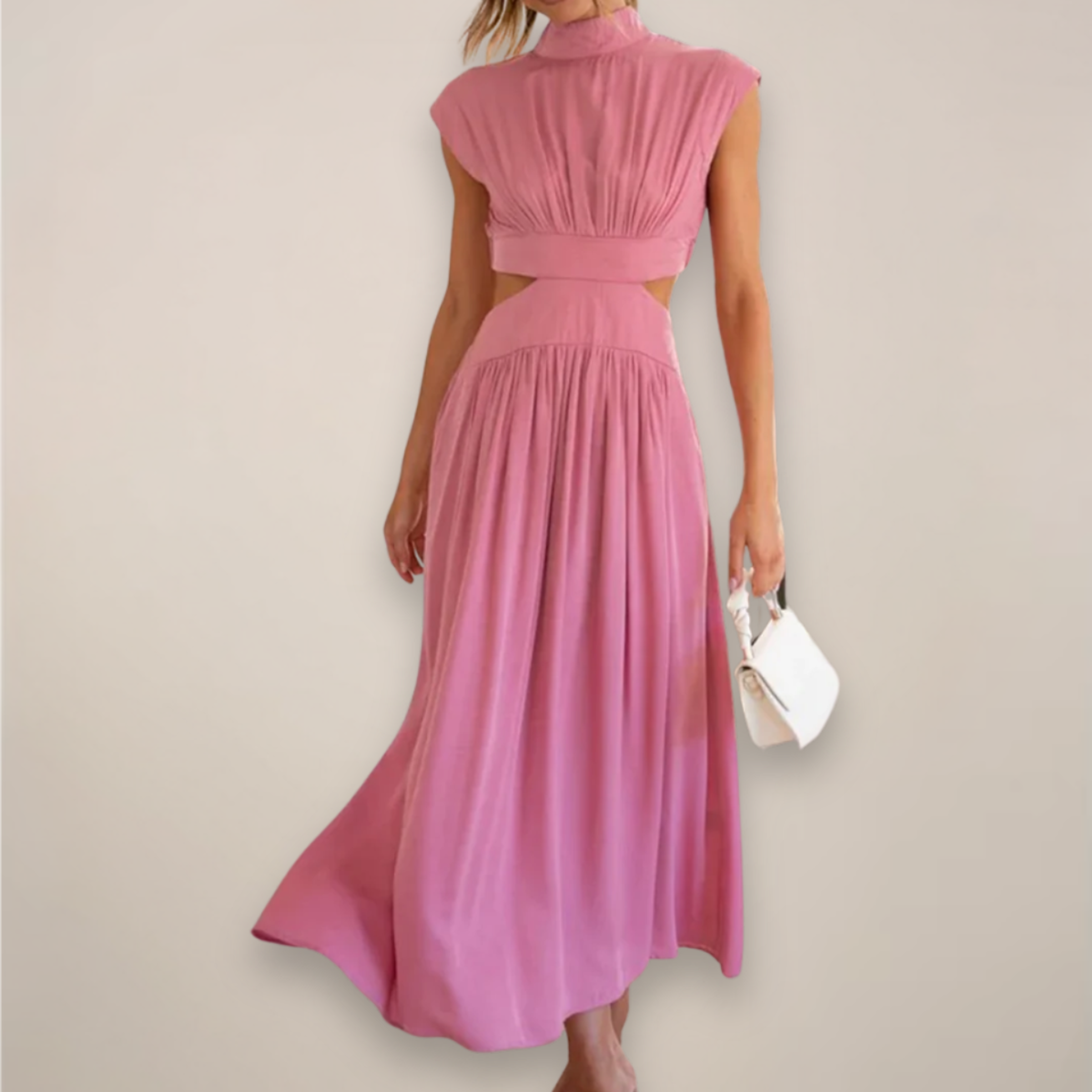 Elena Vira | Women's Elegant Maxi Dress with Cap Sleeves