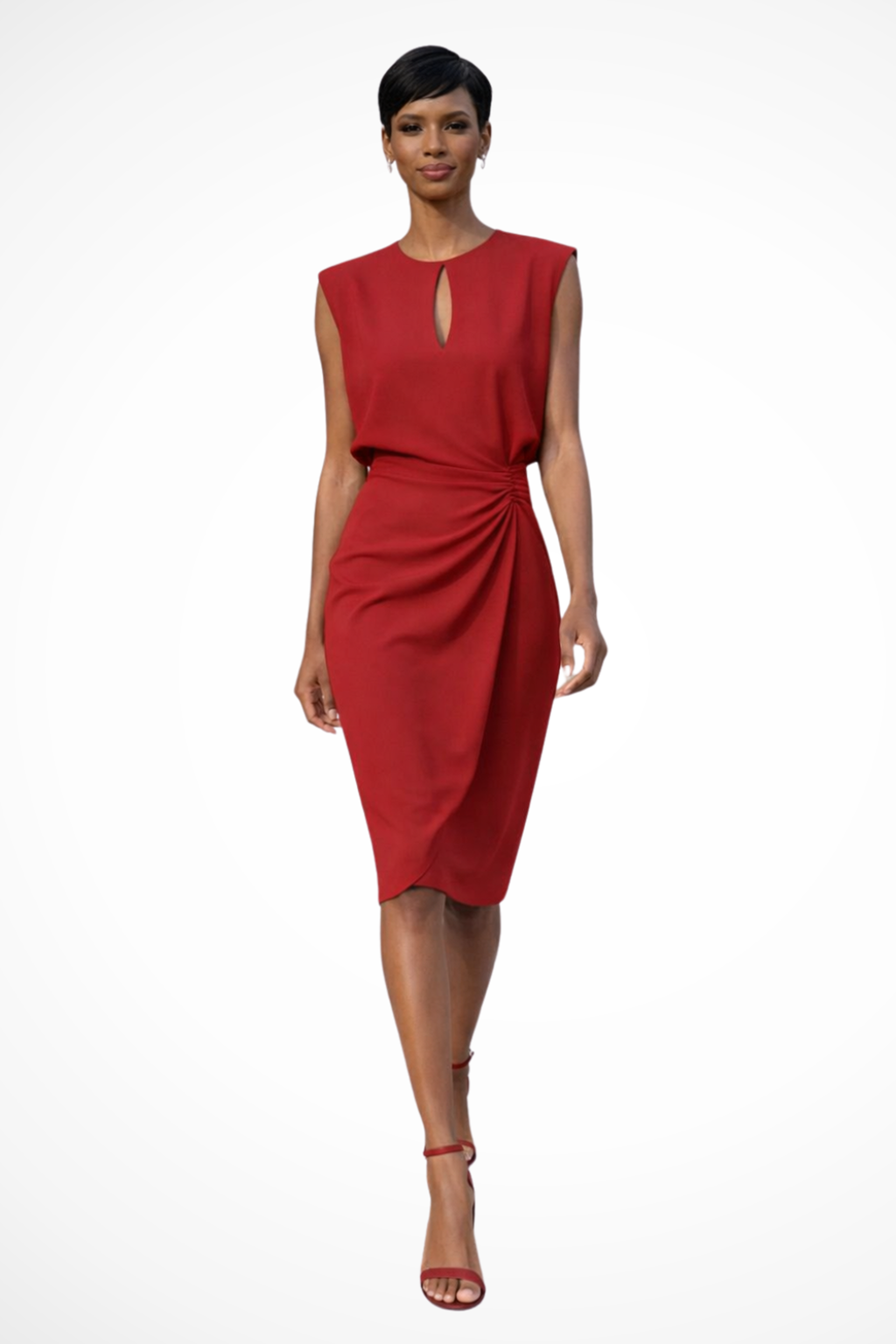 Elodie Varn | Women's Ruched Wrap Midi Dress