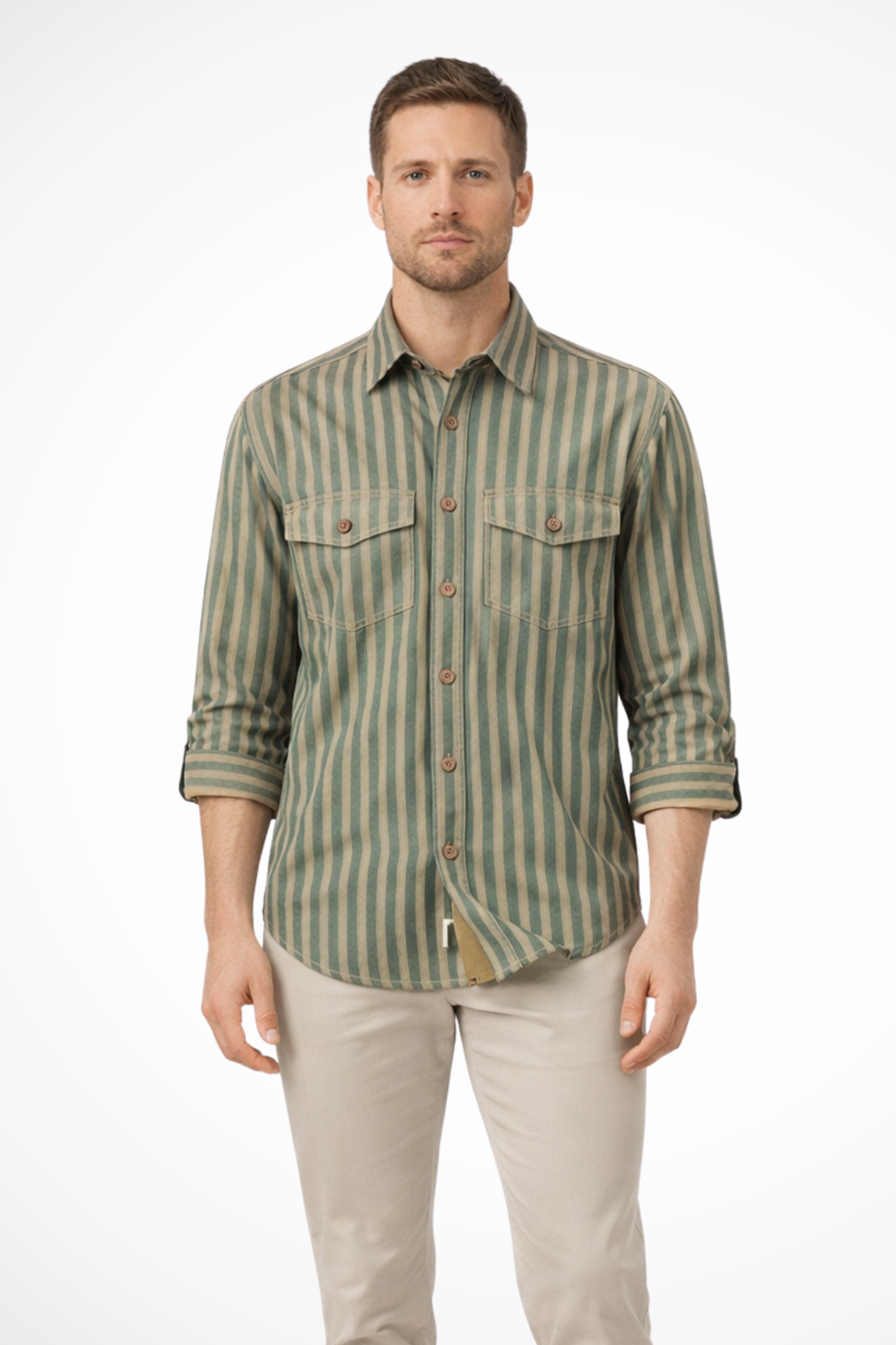 Luca Vren | Men's Striped Loose Fit Shirt