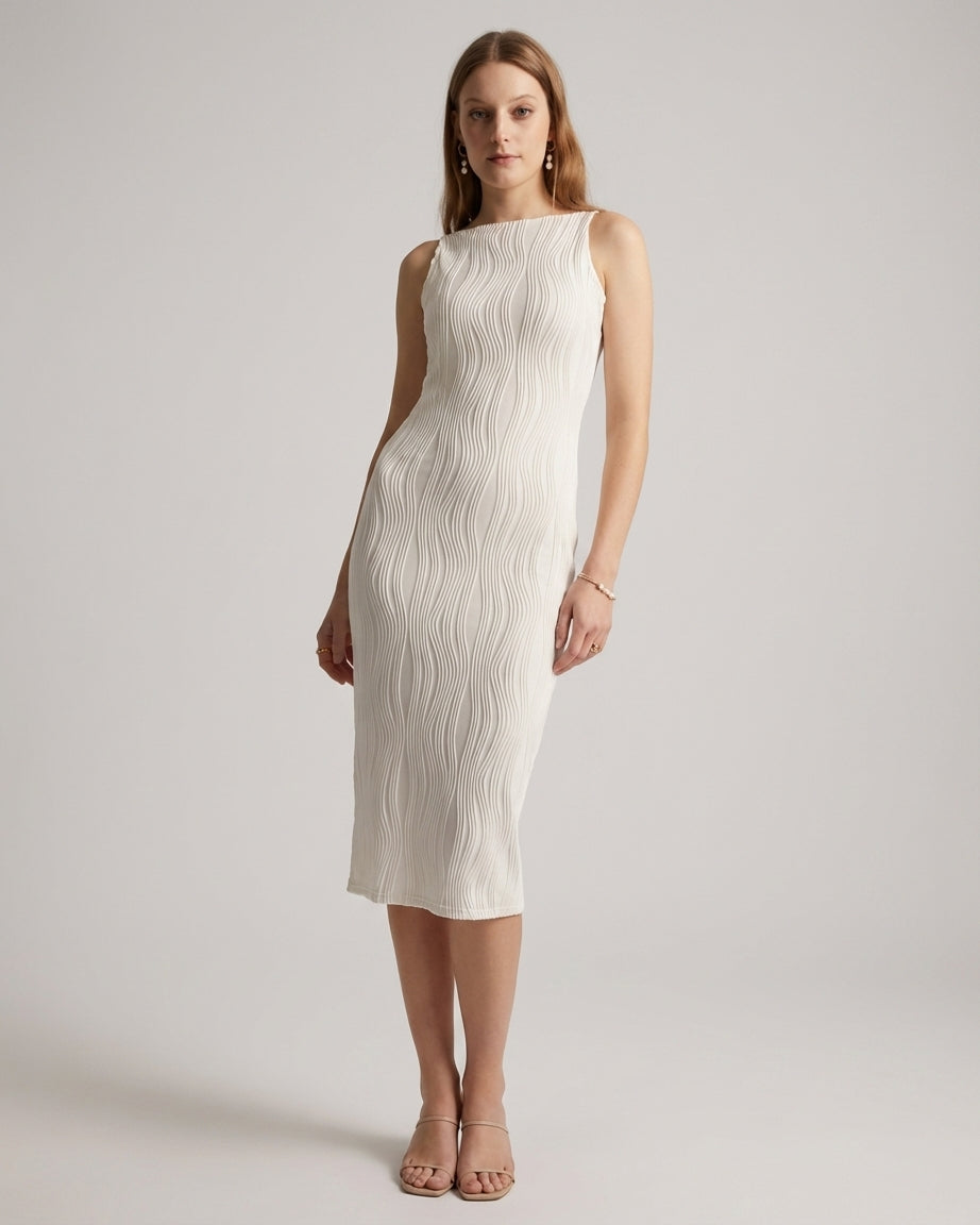 Mila Green | Water Ripple Cami Dress White