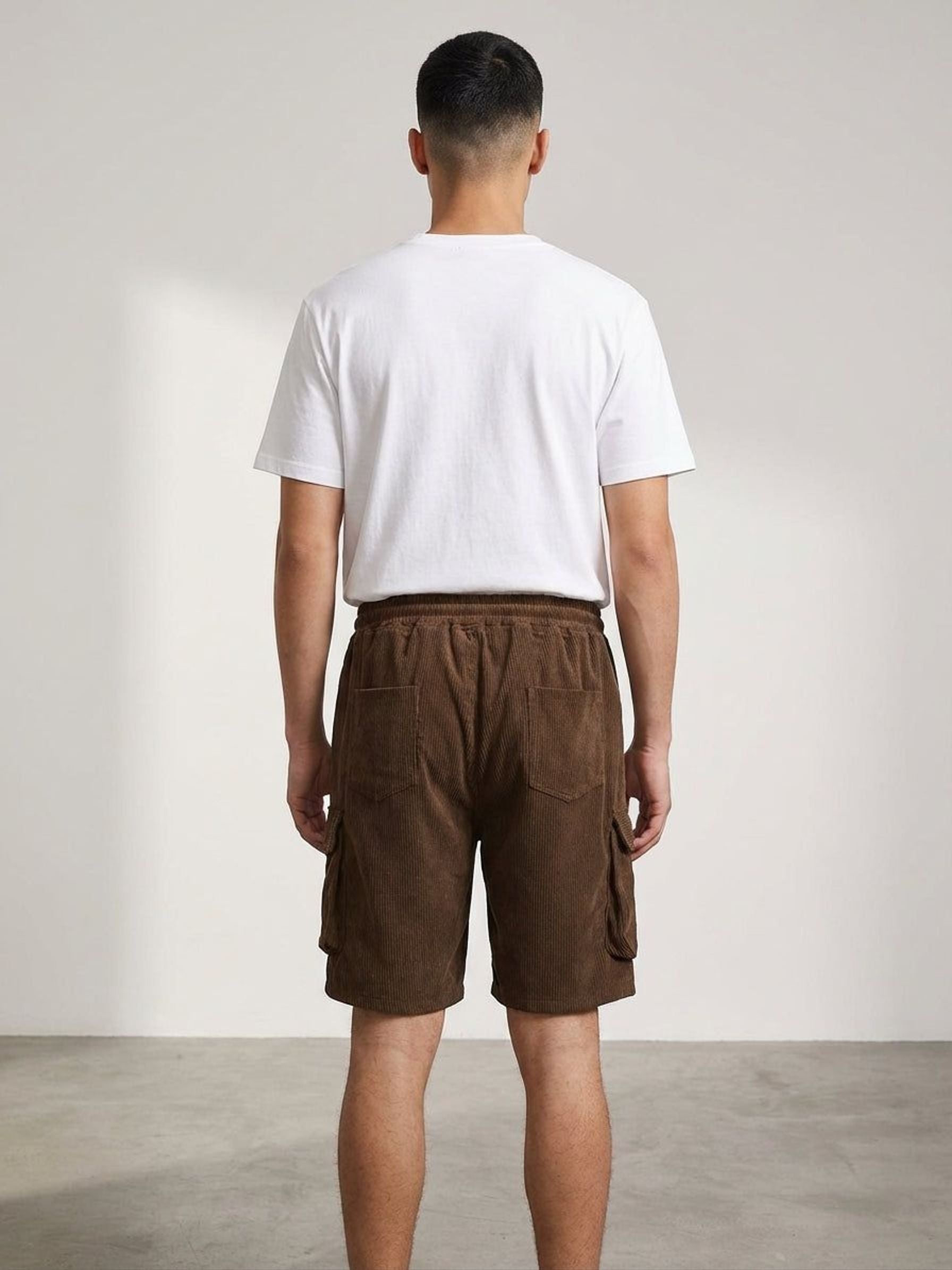 Luca Varn | Men's Corduroy Cargo Shorts Brown