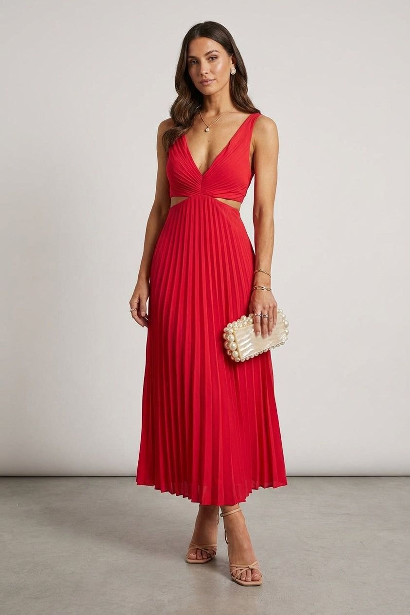 Mireille Voss | Women's Satin Pleated Evening Dress