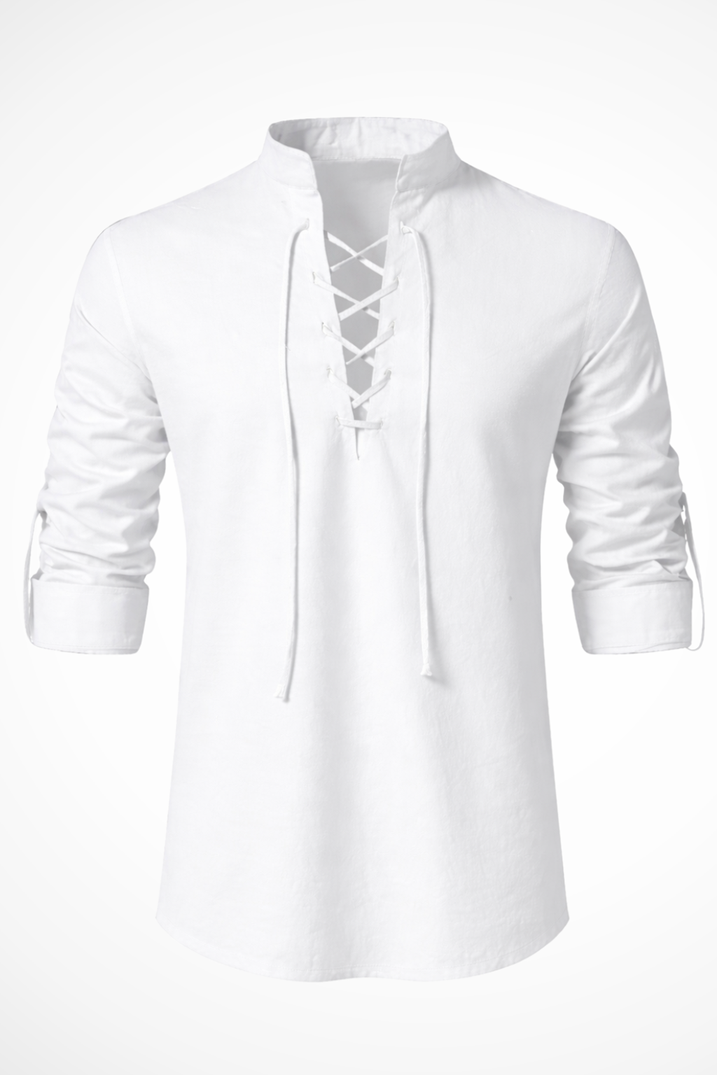 Ronan Vex | Men's Linen Lace-Up Casual Shirt