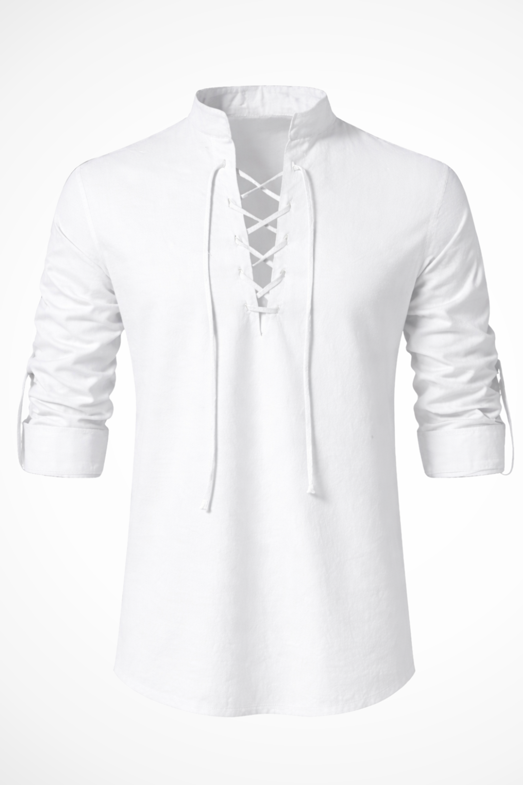Ronan Vex | Men's Linen Lace-Up Casual Shirt