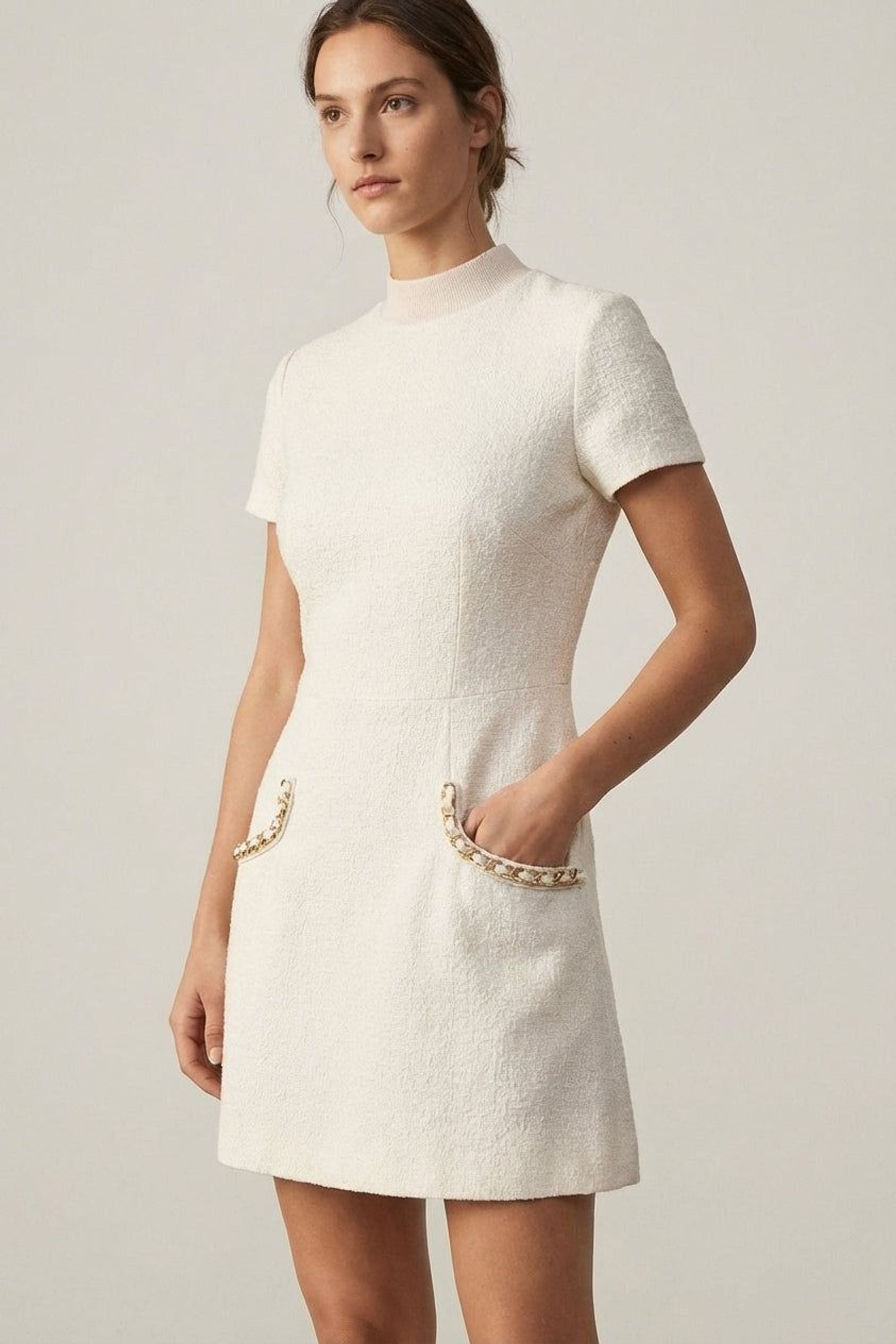 Elodie Brin | Women's Pearl Trim Mini Dress