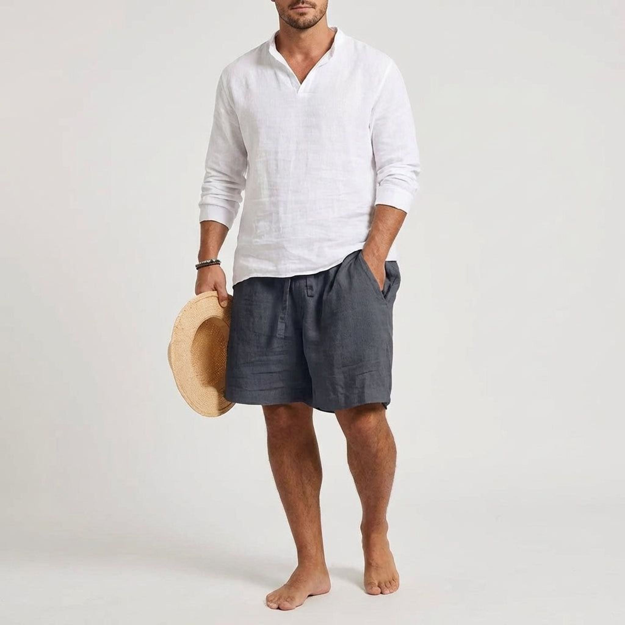 Luca Varn | Men's Linen Shorts in Coastal Fit