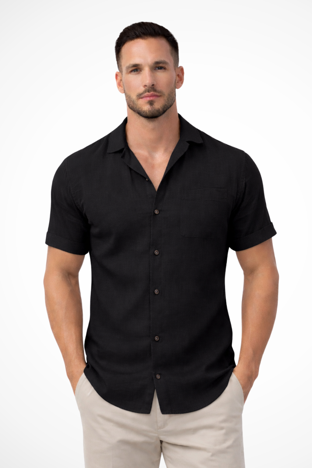 Ethan Lark | Men's Short Sleeve Button-Up Blue Shirt