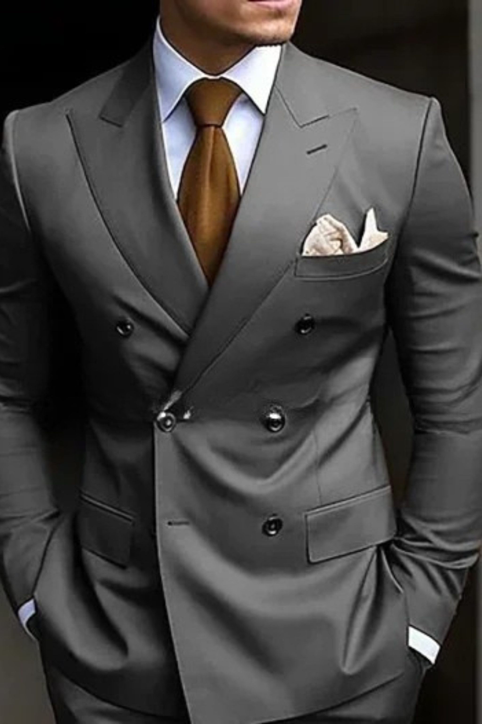 Lucien Vark | Men's Double Breasted Suit Camel