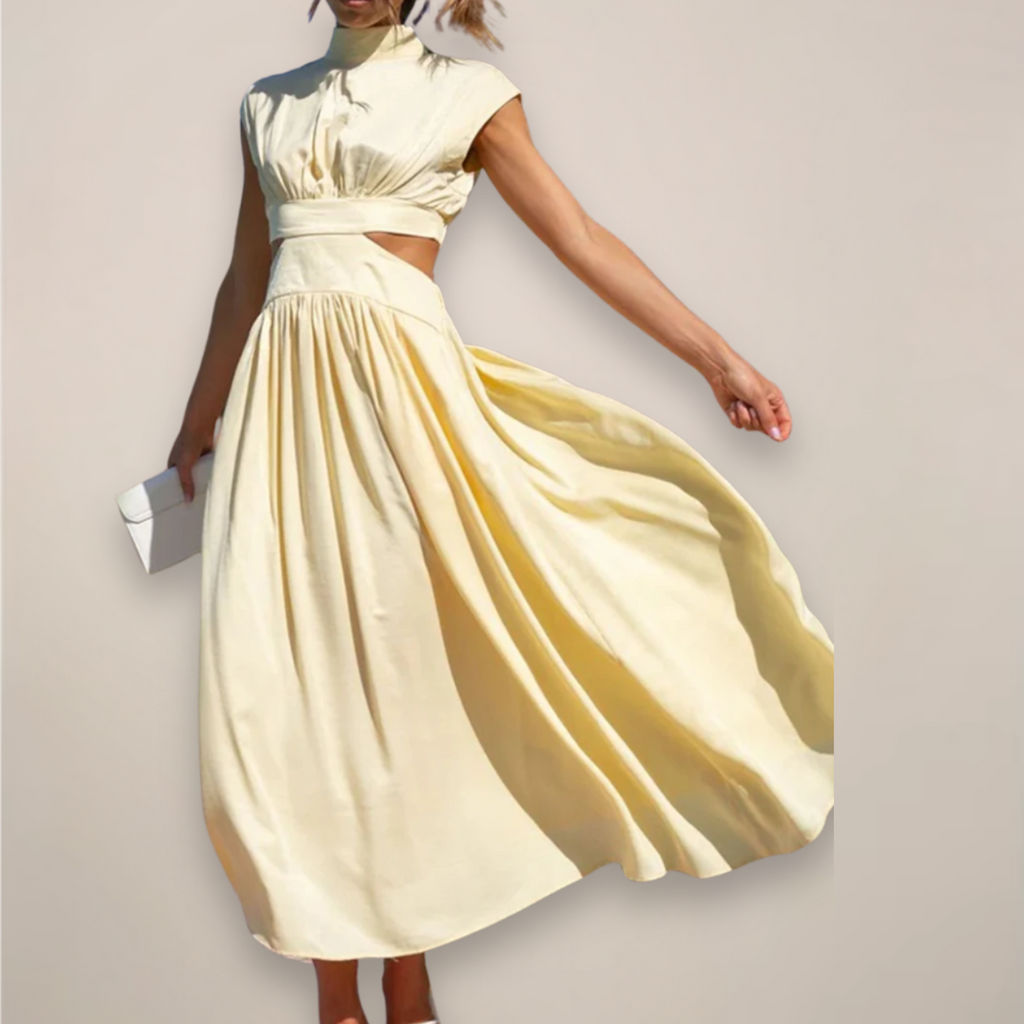 Elena Vira | Women's Elegant Maxi Dress with Cap Sleeves