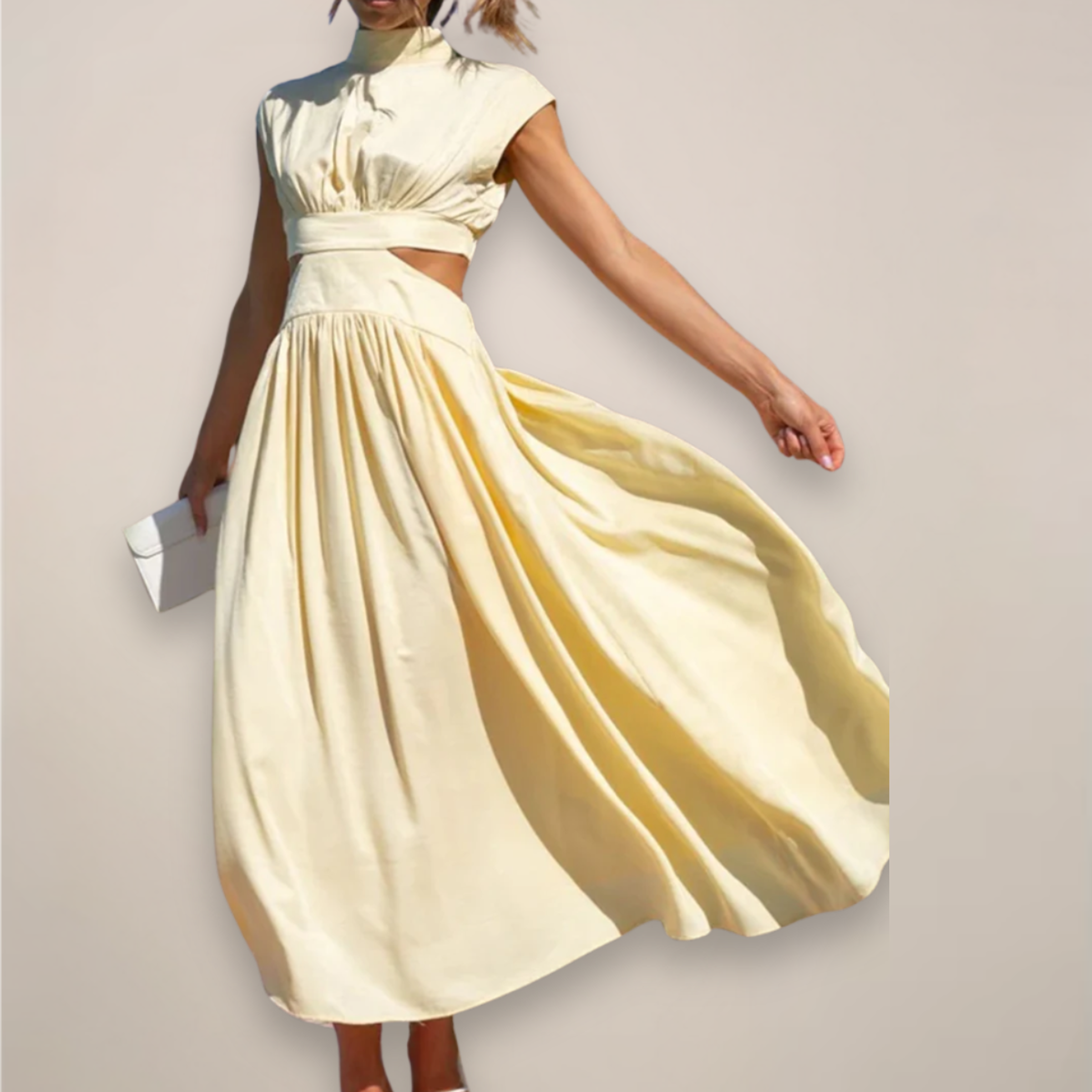 Elena Vira | Women's Elegant Maxi Dress with Cap Sleeves