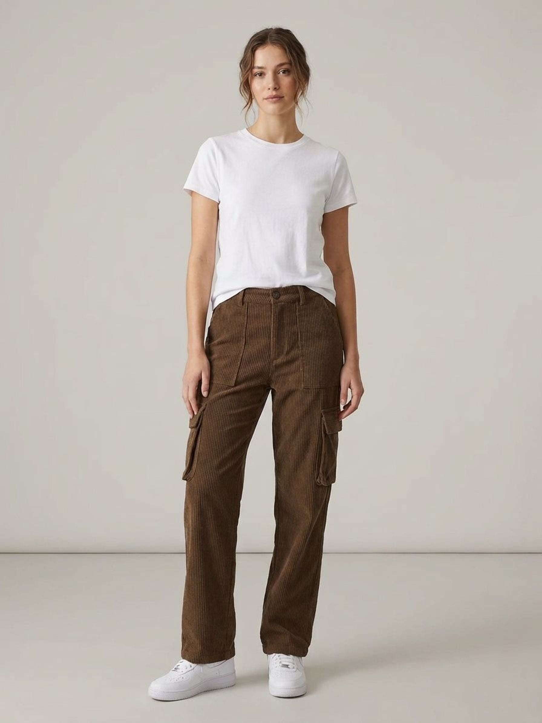 Luca Varn | Men's Corduroy Cargo Shorts Brown