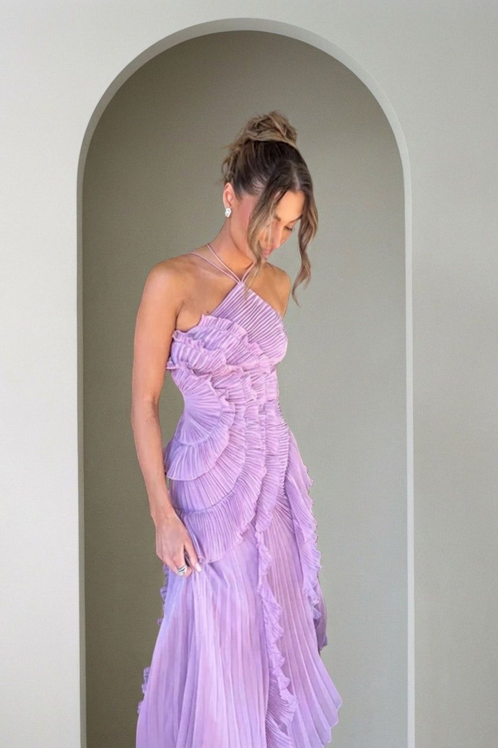 Elodie Varn | Women's Halter Ruffled Maxi Dress