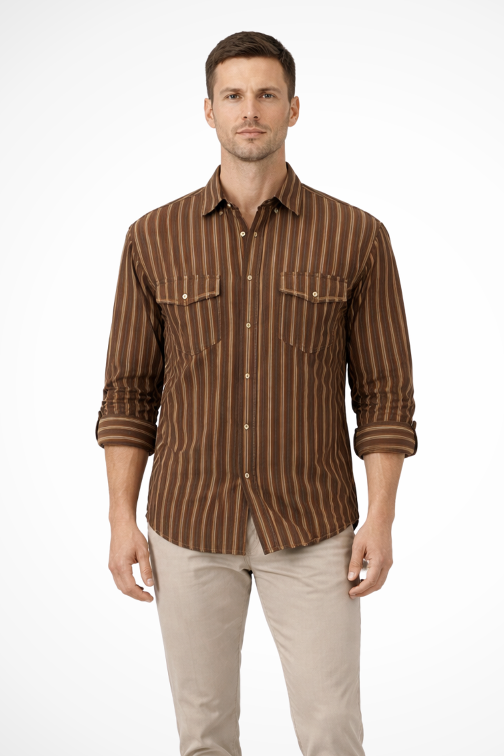 Luca Vren | Men's Striped Loose Fit Shirt