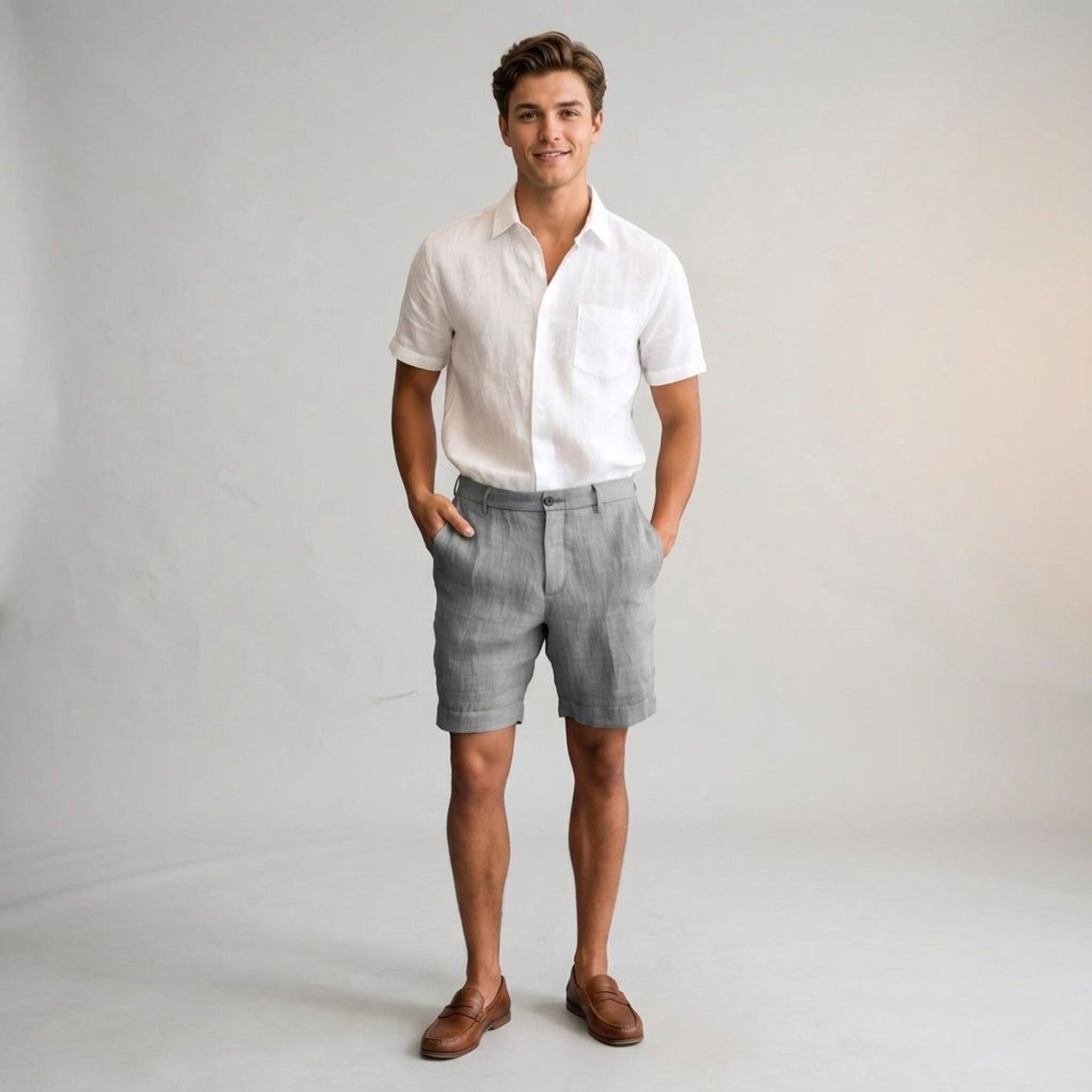 Elian Voss | Men's Khaki Linen Shorts
