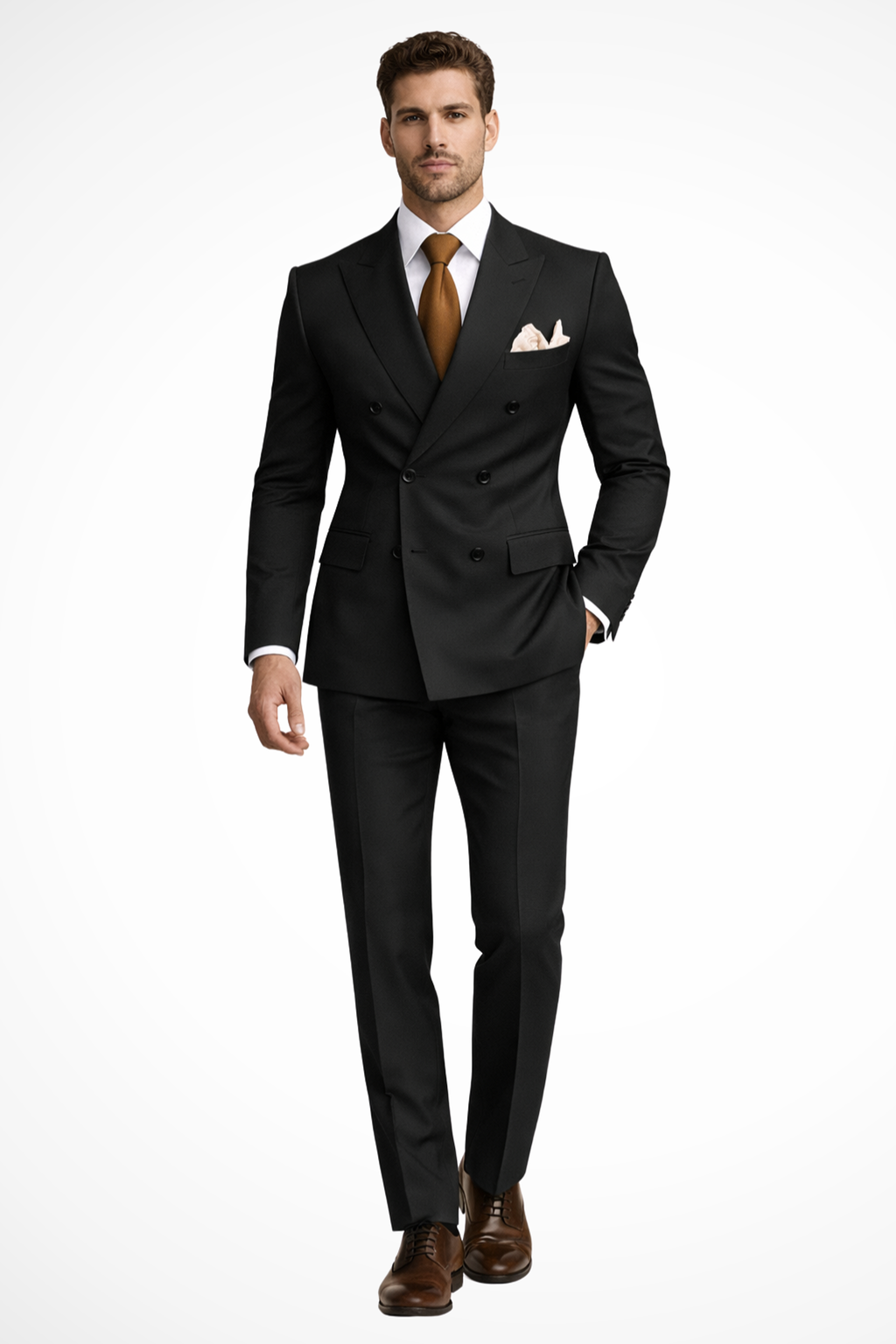 Lucien Vark | Men's Double Breasted Suit Camel