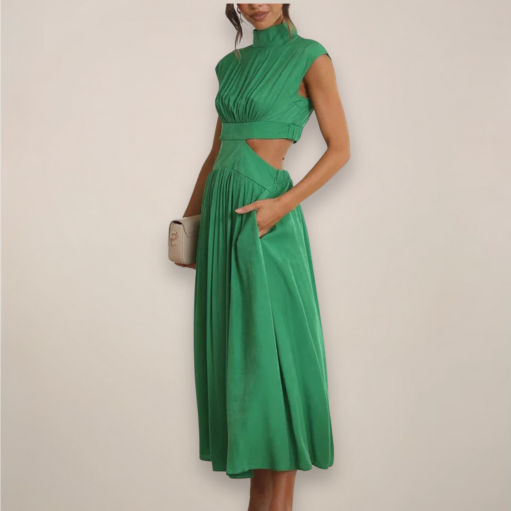 Elena Vira | Women's Elegant Maxi Dress with Cap Sleeves
