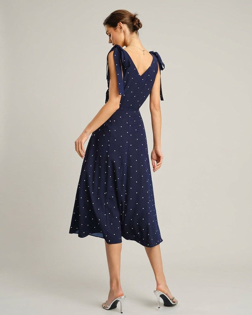 Elena Voss | Women's Navy Polka Dot Midi Skirt