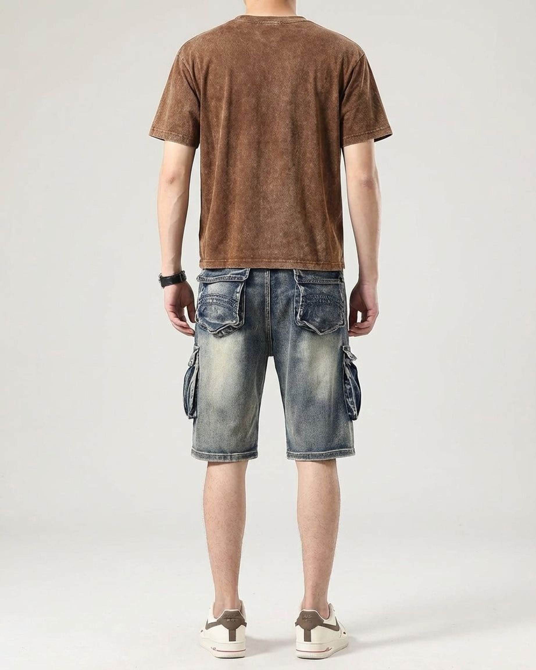 Thierry Vann | Men's Denim Cargo Shorts Blue